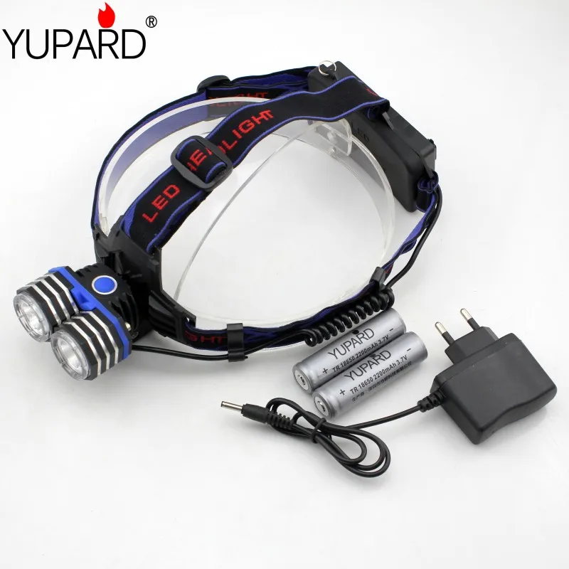 Налобный фонарь YUPARD 2 * XM L T6 светодиодный внешний аккумулятор USB 3 AAA AA 18650 + 2*2200 мАч