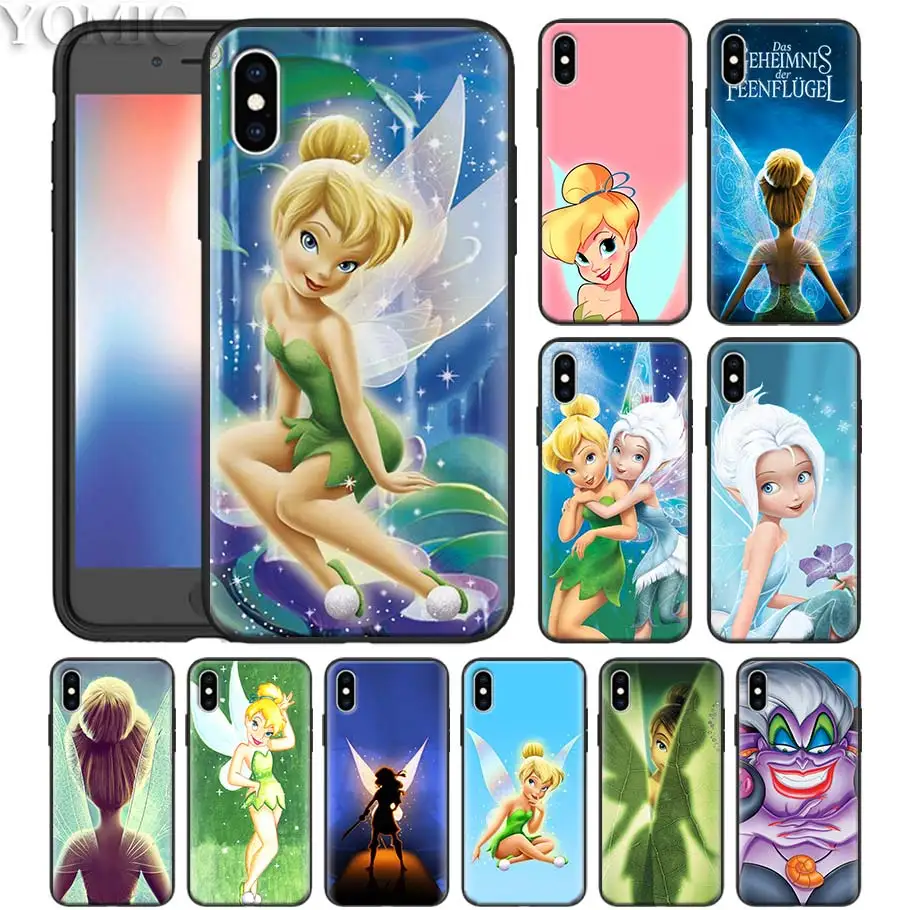 

Lovely Tinkerbell princess Phone Case for iPhone XS 7 8 Plus 6 6s Plus XR XS MAX 5 5S Black Silicone Soft Case Cover
