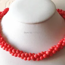 Горячая Новинка Красивая натуральная Изысканная 6 мм 3 ряда розовая раковина, жемчужина ожерелье 1" ручной работы модные ювелирные изделия дизайн sp242
