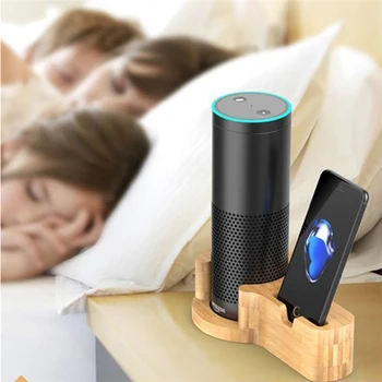 

Multifunctional Bamboo Phone Charging Stand Holder For Amazon Echo Speaker iPhone 7 Plus Samsung S8+ P15 Hot Sale