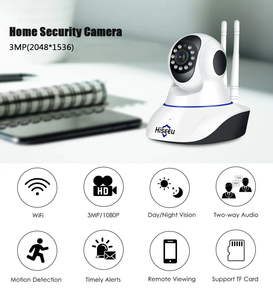 Hiseeu FH1D H.264 3MP 1536P Беспроводная ip-камера WiFi 1536P домашняя камера видеонаблюдения CCTV монитор радионяни автоматическое отслеживание