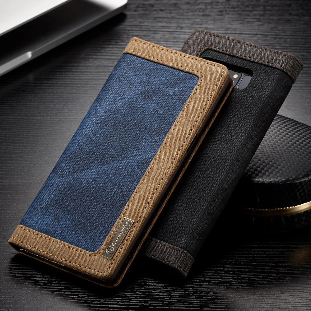 

Magnetic Flip PC Back Cover Coque For Samsung Galaxy Note 8 Note8 N950F Case Shockproof Luxury Canvas Leather Holder Stand Cases