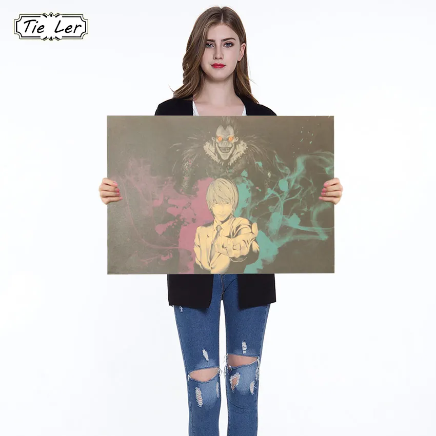 

Japanese Hot Suspense Reasoning Comics Death Note Kraft Paper Poster Indoor Decoration Wall Sticker Painting Wallpaper 51.5X36cm