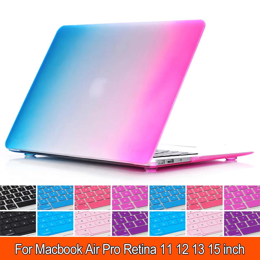 For Apple Macbook air 13 case Rainbow Gradient Air Pro Retina 11 12 13 15 inch with free Keyboard Cover