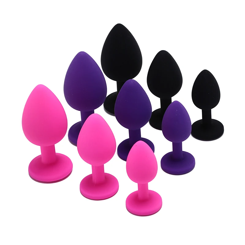 3Pcs Sml Silicone Anal Plug Butt Unisex Plated Jeweled Sex Stopper -2134