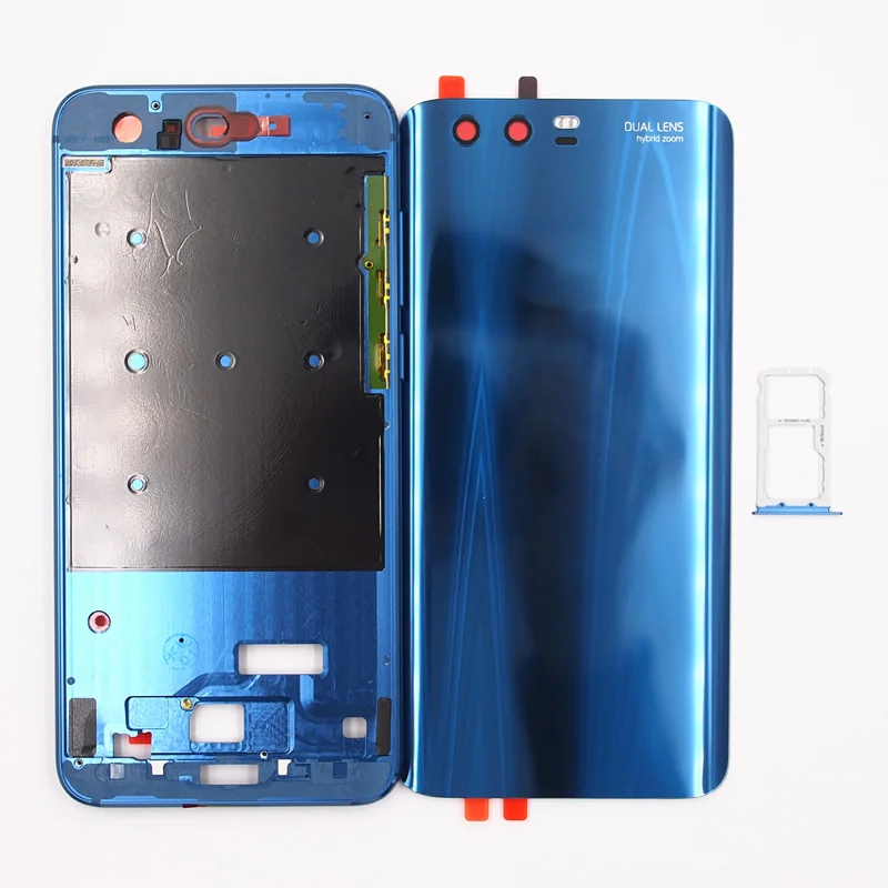 

BaanSam New Front Frame 3D Tempered Glass Battery Door Back Cover Housing Case For Huawei Honor 9 With SIM Card Tray