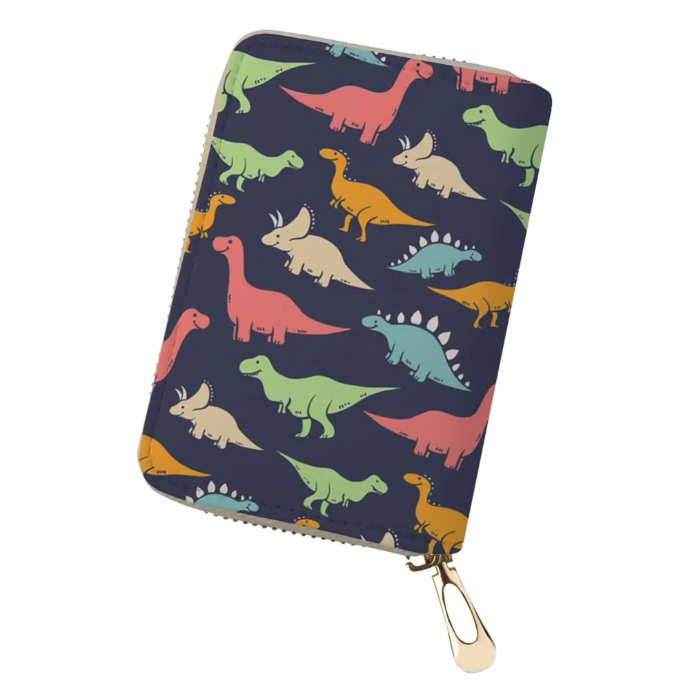 

Dinosaur Printing Travel Wallet Pochette Surprise Double Open Business Card CuteWoman Card Holder Creditcard Holder