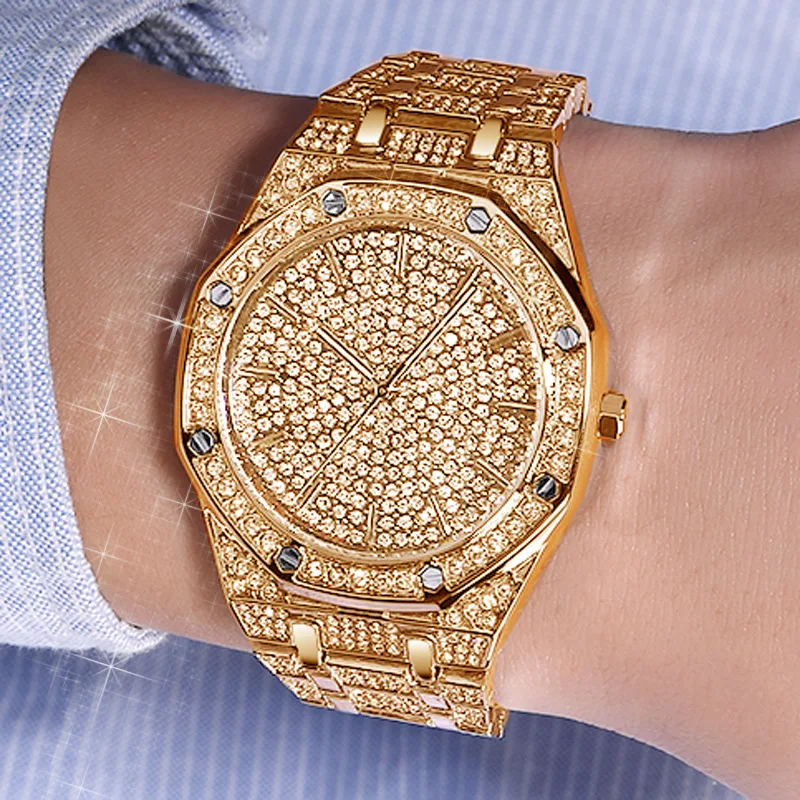 

Quartz Watch Men Women Daily Life Waterproof Female Watches Diamond Gold Luminous Star decoration Diamond Stainless steel