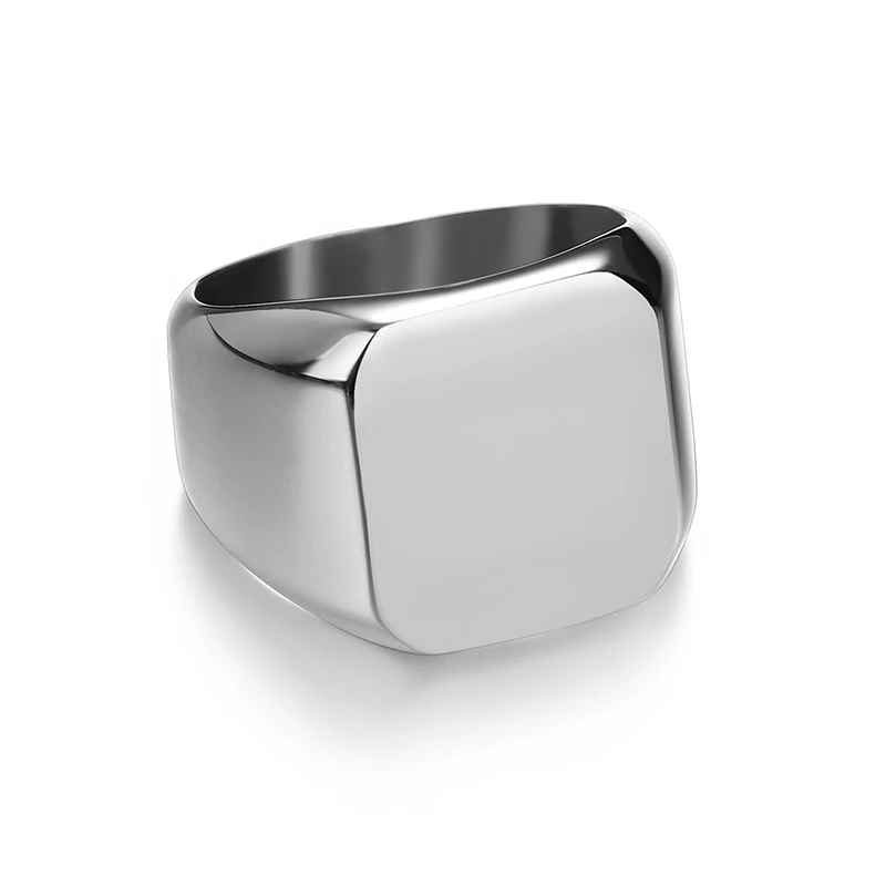 Nextvance Polishing Engraved Signet Ring Square Big Wide Band Название кольца Персонализированный подарок для байкеров Он-дракон Мужчины Punk Jewelry