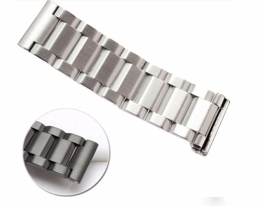 CARLYWET 22 мм Серебристая матовая твердая застежка из нержавеющей стали для samsung gear S3 smart watch band Link bracelet Classic