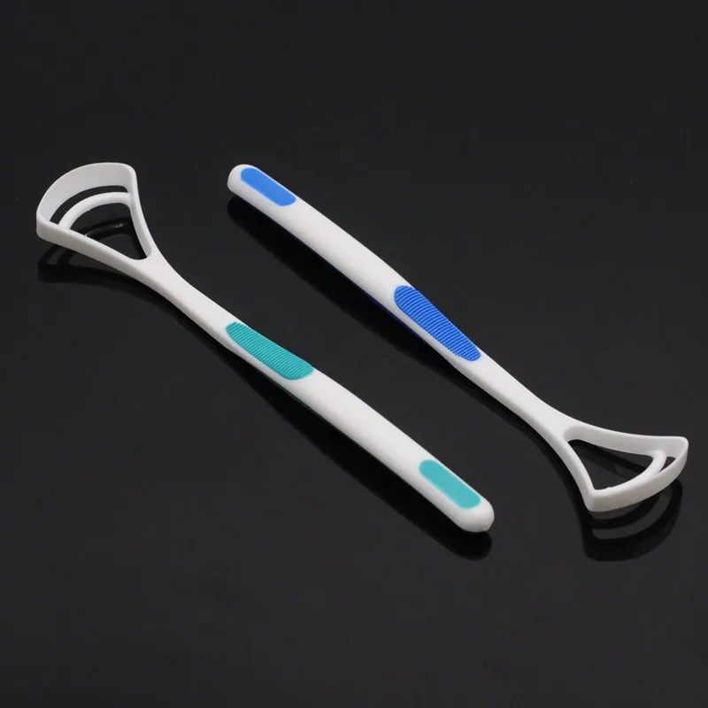 

Dental Lab Oral Hygiene Tongue Cleaner Away Hand Scraper Brush Silica Handle 2Pcs