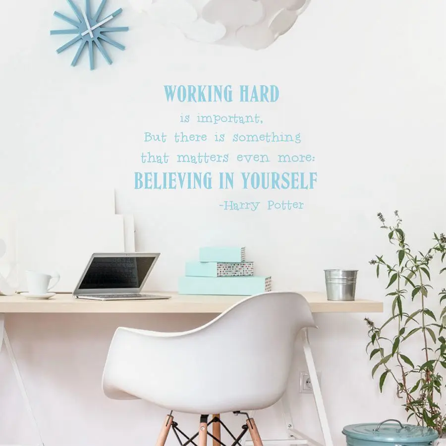 Glauben in selbst Wandkunst Aufkleber Harry Potter Zitate Vinyl Wandtattoos Für Büro Arbeitszimmer Dekoration in Glauben in selbst Wandkunst Aufkleber Harry