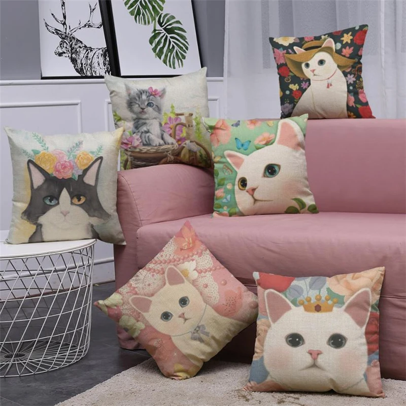 Cute Cat Sofa Bed Home Decoration Festival Pillow Case Cushion Cover05