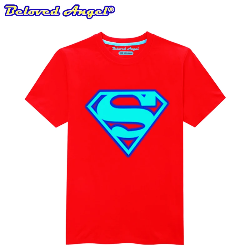 Summer Boys Luminous Printed T-shirt Tops Kids Casual Short Sleeve O Neck T Shirt Girls Tee Tops Teenager Clothes 3-15year