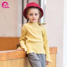 

MQ Girls Knit Tops 2018 Autumn and Winter New Style Little Girl Long Sleeve T-Shirt Children's Bottoming Shirt Cotton Shirt