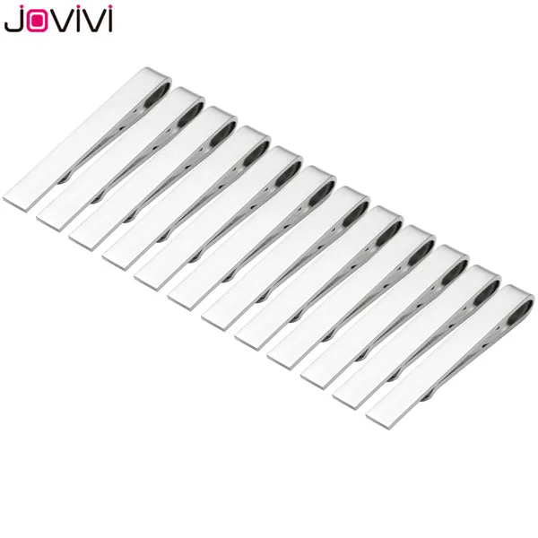 Jovivi Мужской зажим для галстука из нержавеющей стали для тощих 1,6 дюймов/регулярные связи 2,1 дюймов, серебристые/черные/золотистые валентинки - Окраска металла: 12pcs Silver 42x5mm