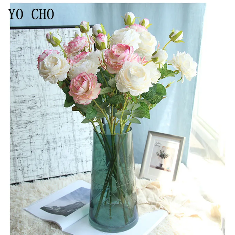 white yellow Peonies Silk Flowers red Rose Artificial Flower (4)