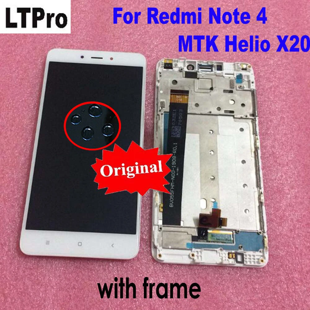 

Original 10 Point Touch Screen Digitizer Sensor LCD Display Assembly + Frame For Xiaomi Redmi Note 4 Note4 Note 4x MTK Helio X20
