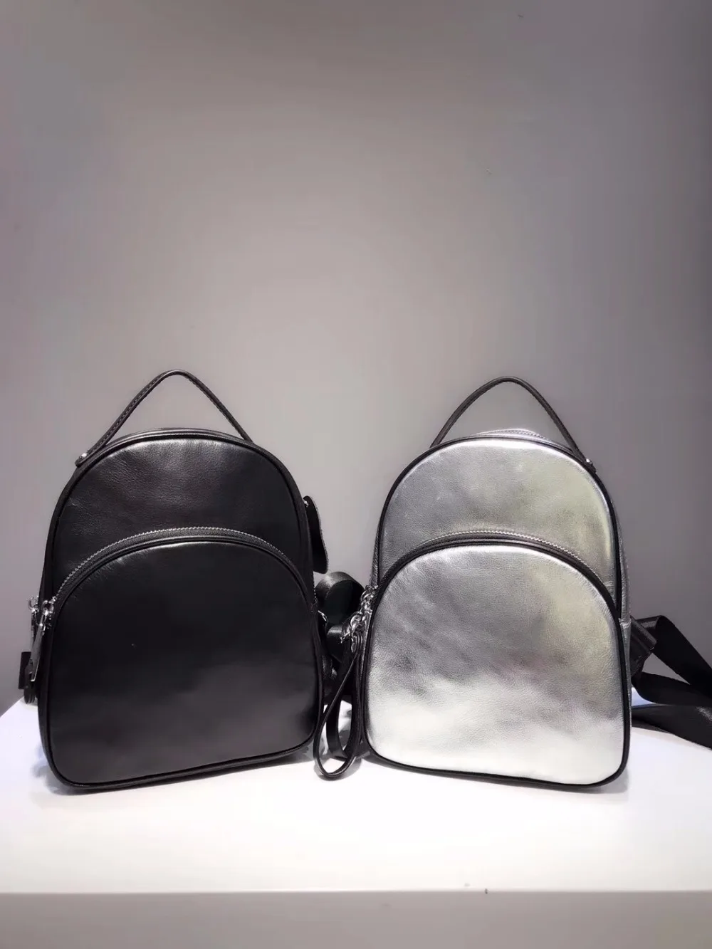 

Kafunila soft natural cow leather women's small backpack black mini shoulder bags for female leisure double shoulder school bags