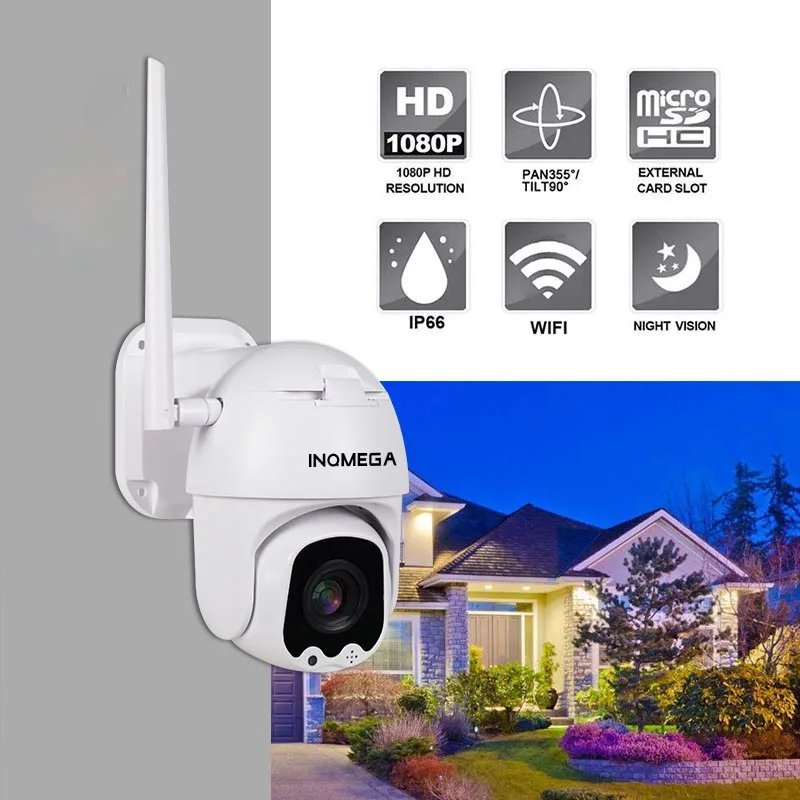 INQMEGA 5X зум PTZ IP Камара 1080P наружная Wifi камера безопасности IR 60 м двухсторонняя аудио Сеть CCTV Surveill