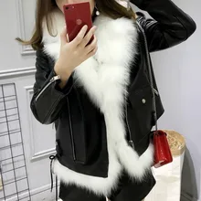 Весенние короткие зимние теплые женские Куртки из искусственной кожи с меховым воротником женские черные мотоциклетные байкерские куртки верхняя одежда пальто съемный PY40