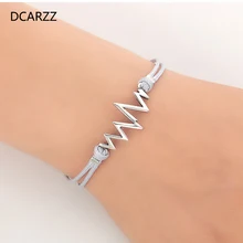 DCARZZ медицинский браслет сердцебиение для медсестры/подарок для врача ЭКГ из нержавеющей стали, браслет-цепочка, женский ювелирный браслет