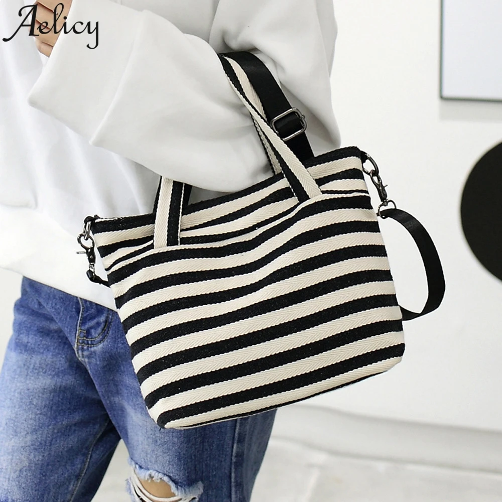 

Aelicy Striped Canvas Handbags Handbag Design Fashion Messenger Bag Designer Bags Famous Brand Women Bags 2019