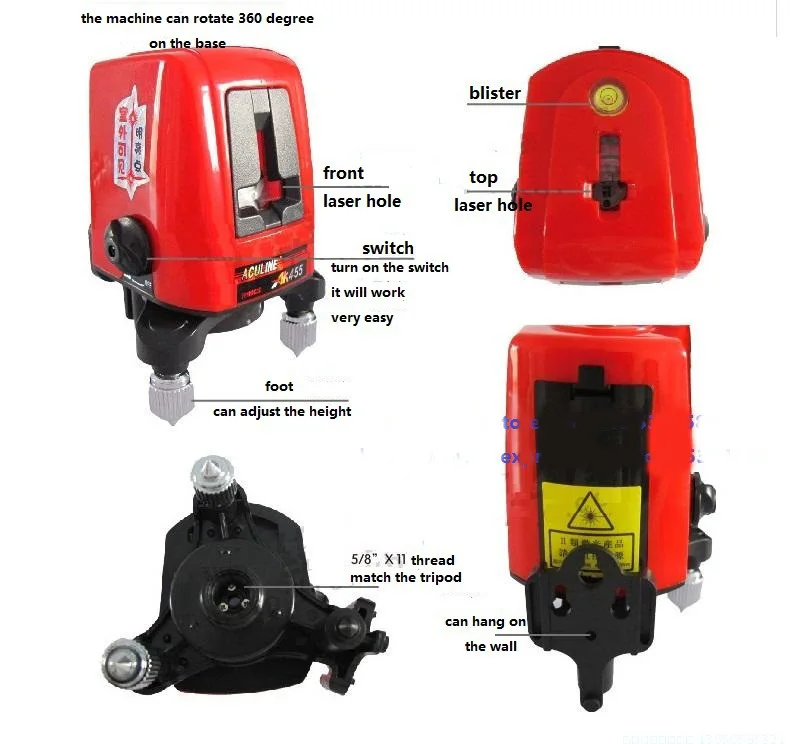 3 линии, 3 точки AK 455 360 градусов, самонивелирующийся перекрестный лазерный уровень, красный,, лазерный уровень, инструменты