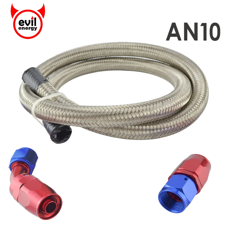 6 AN6-6AN Steel Nylon Braided Oil Fuel Line+Fitting Hose End Adapter kit 3M