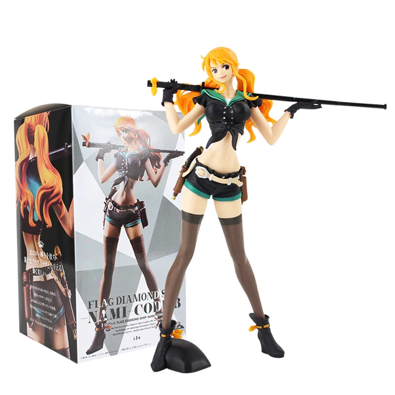 

24cm Anime One Piece Flag Diamond Ship Nami Code:B Sexy Girl Figurine PVC Action Figure Collection Model Toys