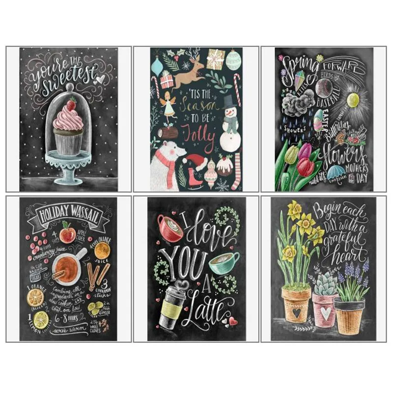 

5D Diy Diamond Painting black board summer holiday Diamond Embroidery Cross Stitch Square beads Diamond Mosaic Home Decor LRR