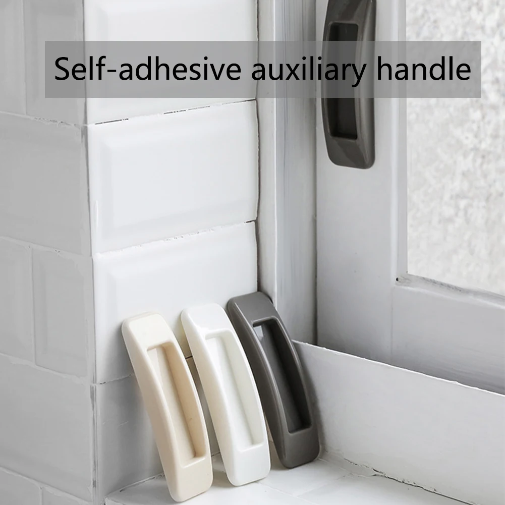 

2PCS Economic Doors Windows Handles Knob Paste Type Sliding Rectangle ABS Self Adhesive Cabinet Pull Wardrobe Drawer Home
