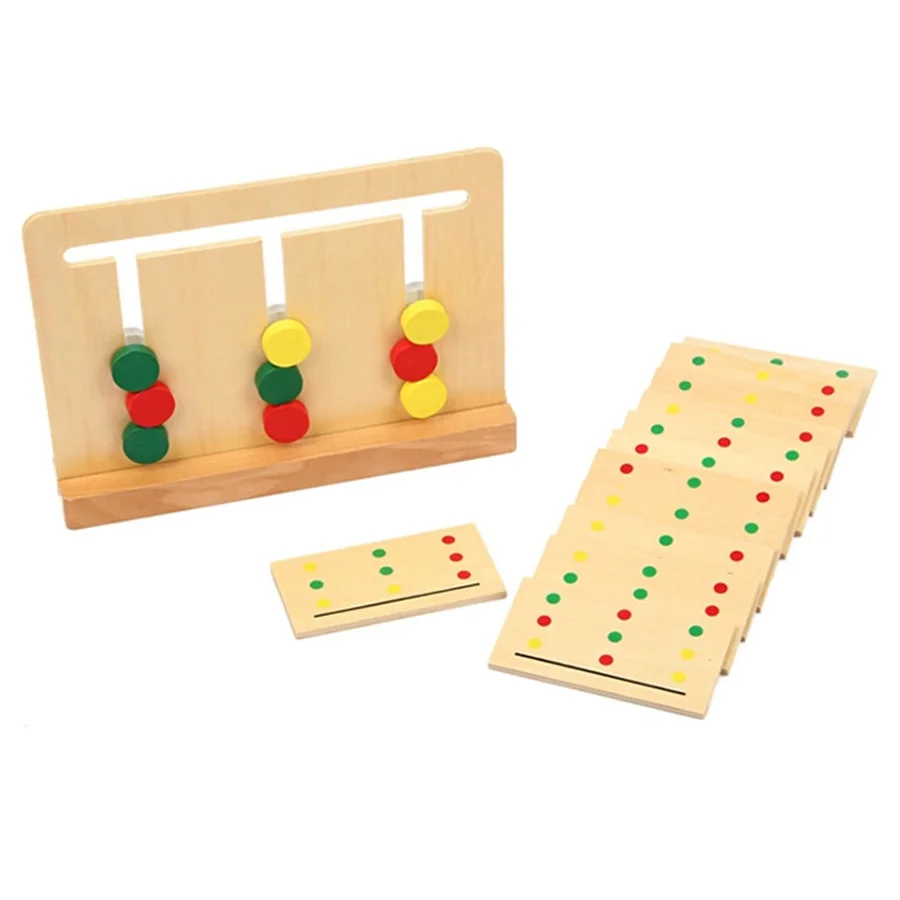 Baby Toy Montessori Wooden Toy Teaching Three Color Sorting Array Game for Early Childhood Education Preschool Training Learning