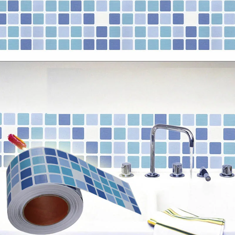 

PVC Mosaic Wall Stickers Modern Self adhesive Wallpaper Bathroom Kitchen Waterproof Tile Stickers Vinyl Dormitory Home Decor