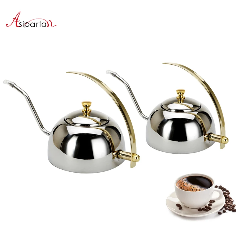 

Asipartan Stainless Steel Long Mouth Coffee Pot Gooseneck Kettle With Filter Coffee Drip Pots Kitchen Cafe Tool 600ml 1200ml