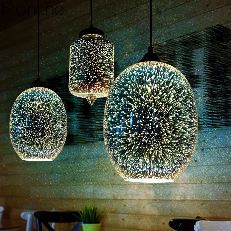 Modern 3d Stained Glass Pendant Lights 