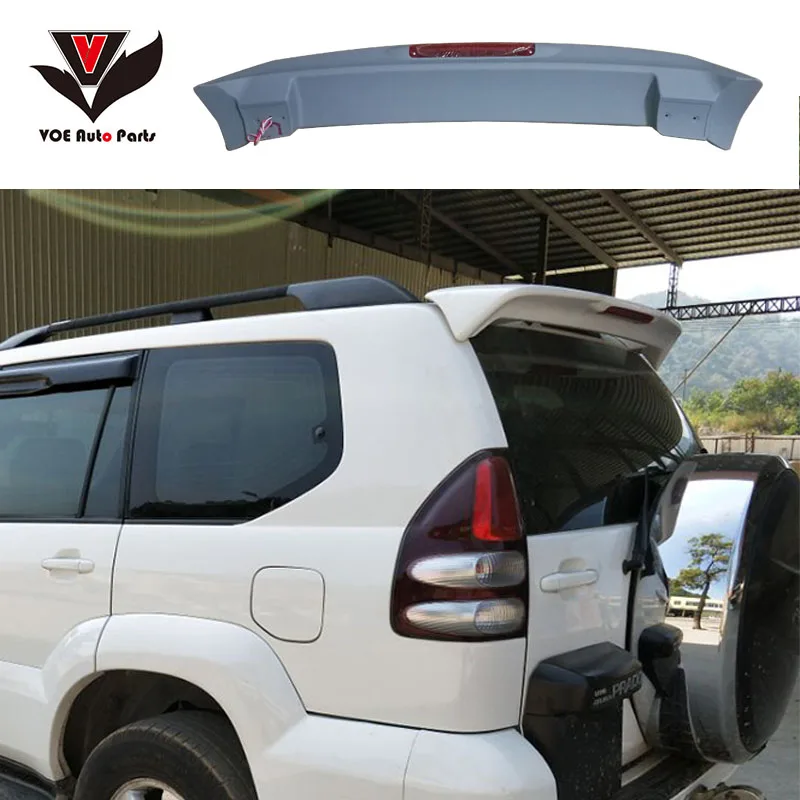 

FJ120 4000 2700 ABS Plastic Material Unpainted Primer Rear Wing Spoiler With LED for 2003-2009 Toyota Prado FJ120 4000 2700