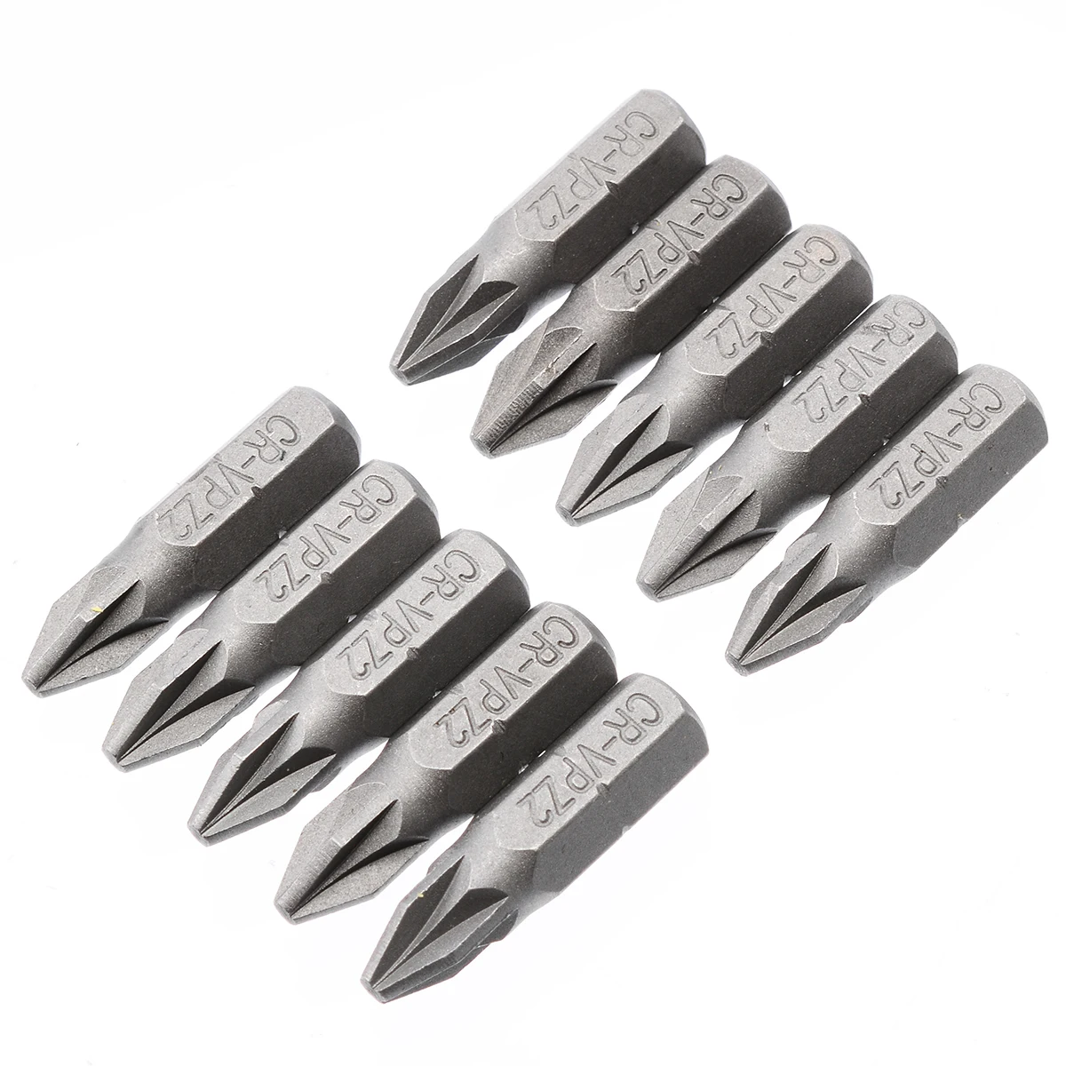 10Pcs Silver Pozi 2 PZ2 x 25mm Alloy Steel Drive Screwdriver Bits Hex Tools  6.35mm Hex Shank 1/4'' Hand Tools