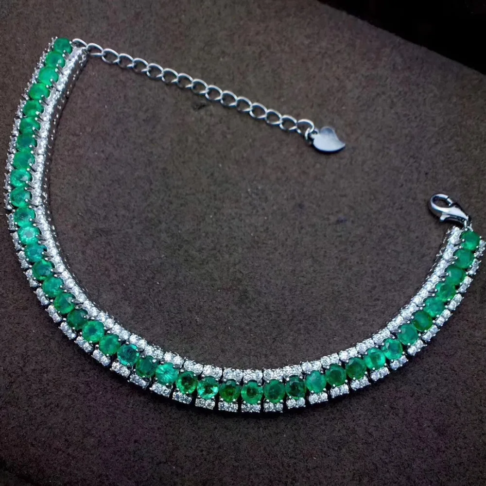 Женский браслет из серебра 925 пробы с изумрудами|fine jewelry|jewelry bracelet womanjewelry silver bracelets