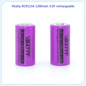 

Vbatty CR123A 1200mah 3.0V Rechargeable Lithium manganese dioxide battery CR123A with Button top(1 pc)