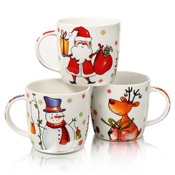 

New bone porcelain mug Santa Claus Snowman Deer mug Festival gift box ceramic coffee mug