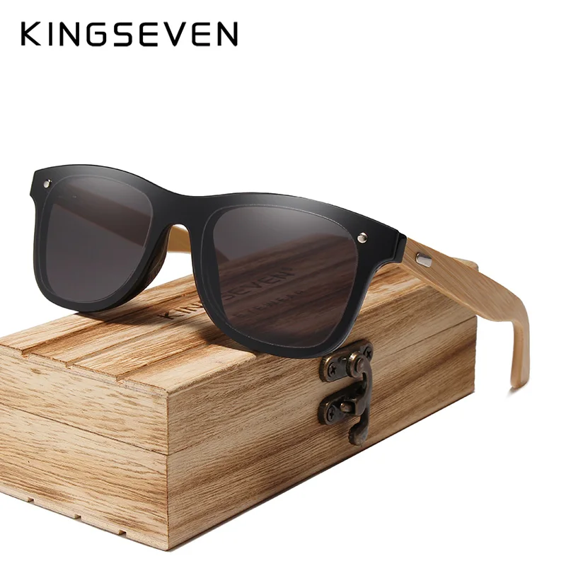 KINGSEVEN, фирменный дизайн, мужские солнцезащитные очки, бамбуковые солнцезащитные очки, ручная работа, деревянная оправа, УФ-защита, зеркальные линзы, Gafas de sol