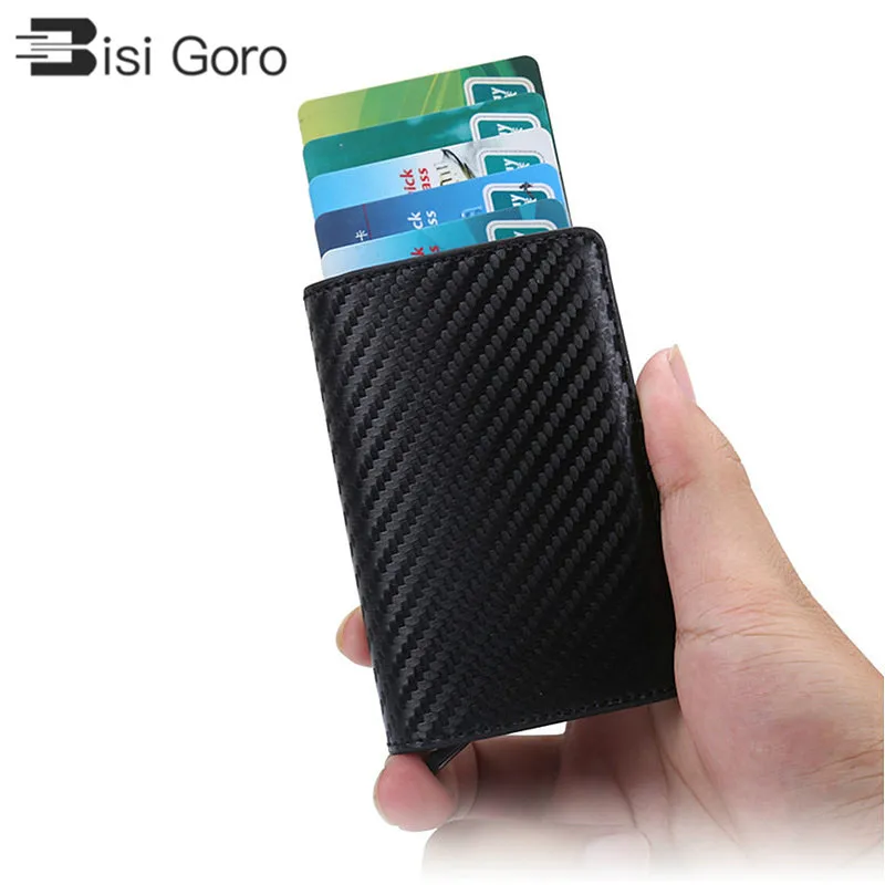 Кошелек для кредитных карт BISI GORO с RFID защитой модный держатель карбоновый