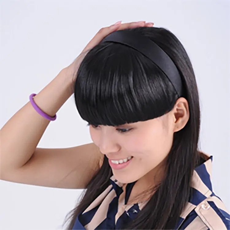 

Hot sale women Korea style hair accessories synthetic hair jewelry clip in clip on Seamless cute female fringe neat bangs