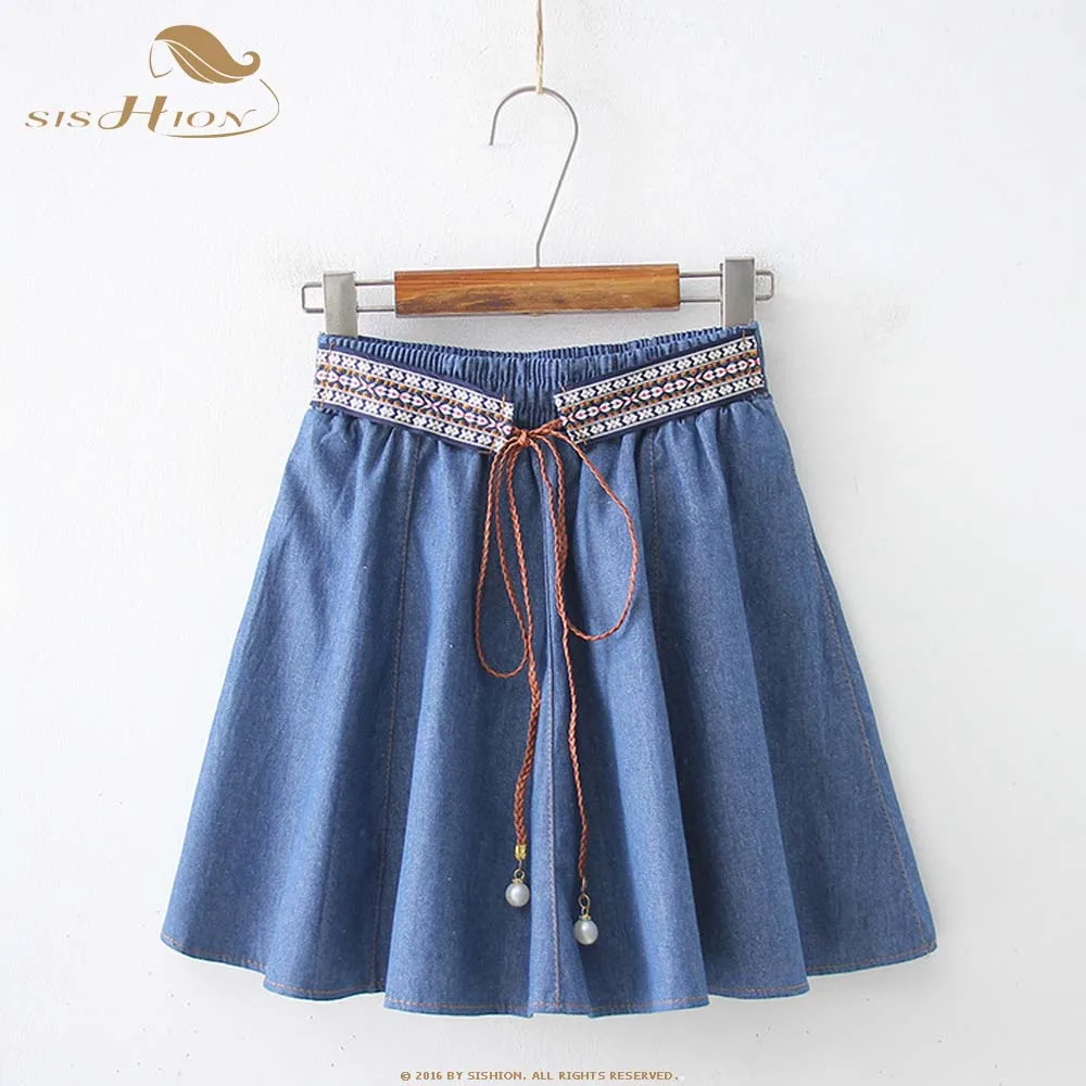 SISHION Mori/Новая трендовая юбка для девочек, Женская юбка, SP0039, 2019, летняя джинсовая юбка в национальном стиле, короткая юбка