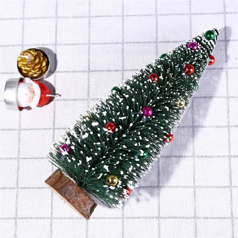 30cm25cm20cm15cm Christmas Tree Mini Pine Tree With Wood Base DIY Crafts Home Table Top Decor #2n15 (10)