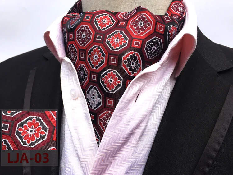 Cravat Ascot Neck-tie Polka Dot Paisley Silk Ties Red Bule Fashion British gentleman scarf Cravat Suit for Men Business Party
