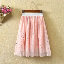 Длинная юбка для девочек для 2-12Years большая детская одежда для девочек юбка 3-Слои торт юбки в складку, подростковые юбки для девочек летние Повседневное