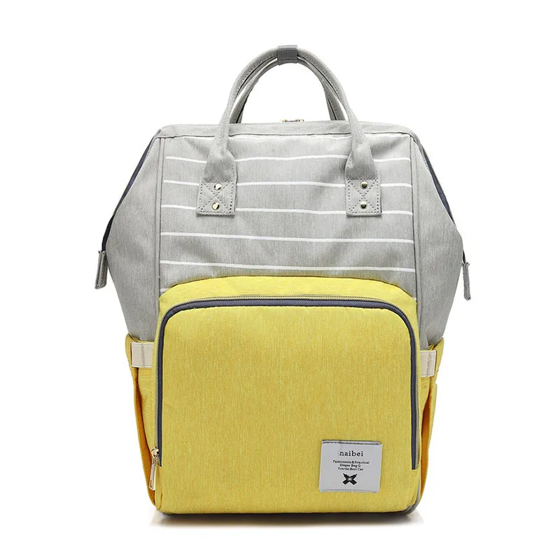 Aliexpress Newborn Baby Gift  Striped Patchwork Color Double Roots Shoulder Diaper Bag Mummy Maternity Nappy Bag Large Capacity09