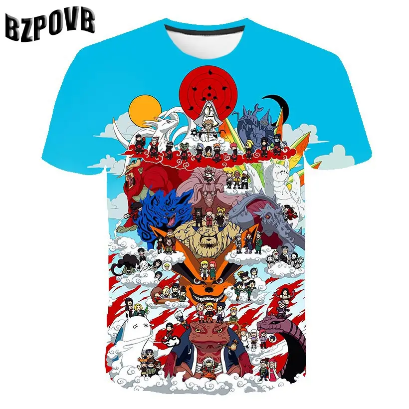 New Fashion Casual Breathable Short Sleeve T-shirt Mens Fashion 3D Print Nautical King and Naruto Pattern Shirt Short Sleeve Te